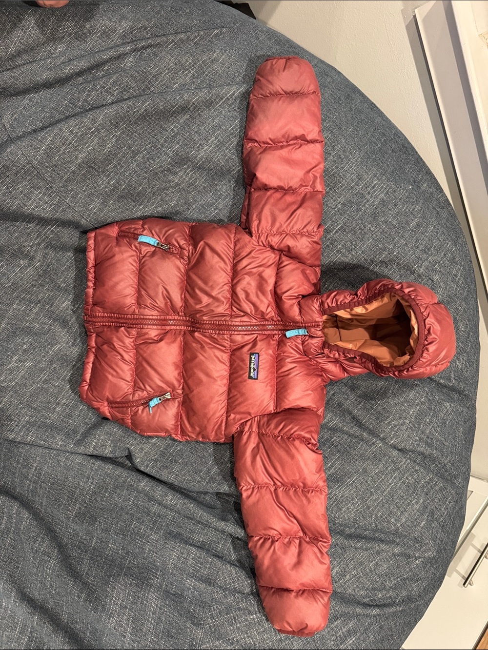 Patagonia Kids Down Puffer Jacket - Rust Red with Hood